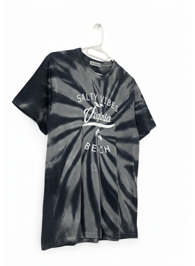 SENSATION Men’s Tie-Dye Graphic T-Shirt – Salty Vibes Virginia Beach Print, Short Sleeve Casual Tee - Image 5